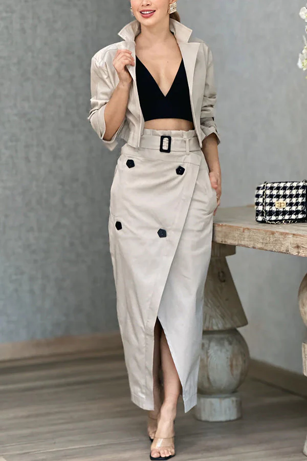 Sienna Belted Trench Skirt Set