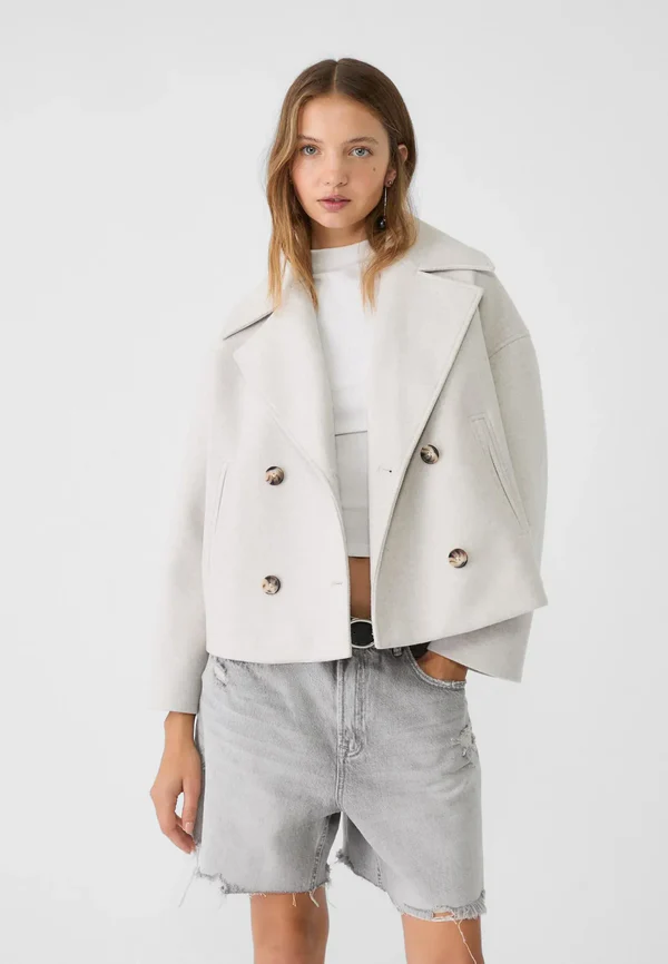 Ariana Cropped Wool Peacoat