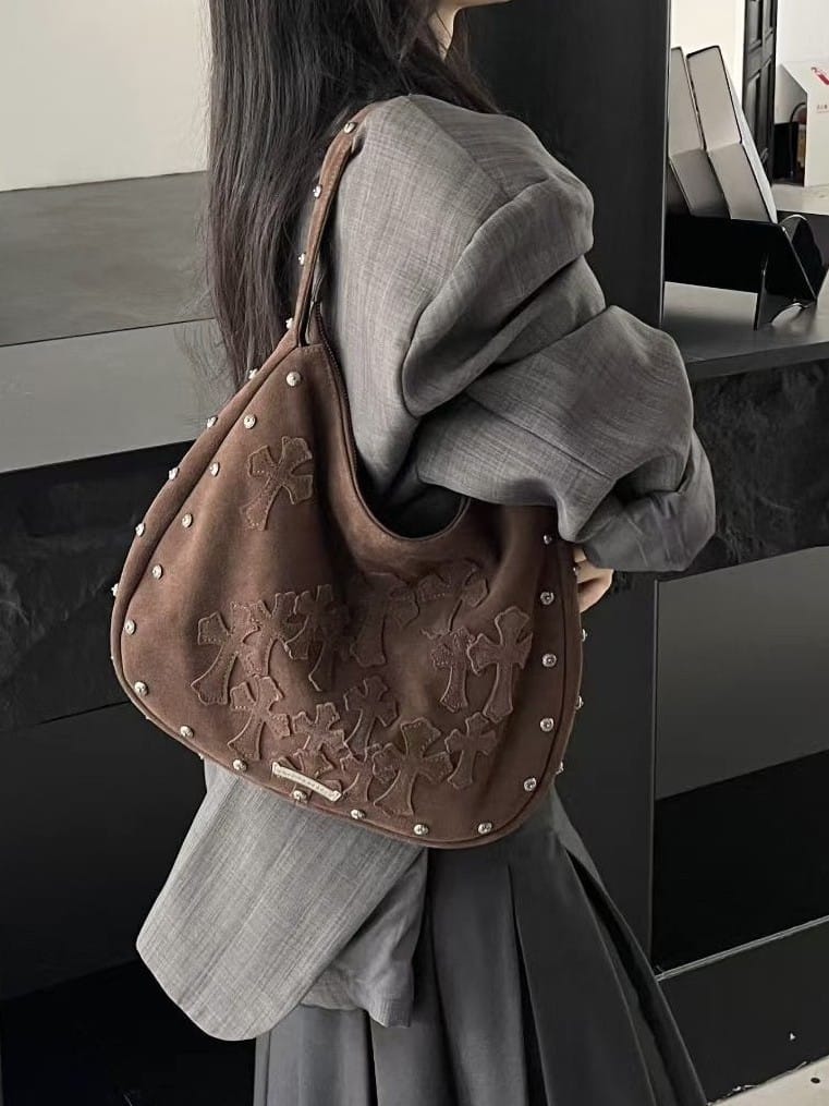 Trendy casual and versatile soft leather frosted bag