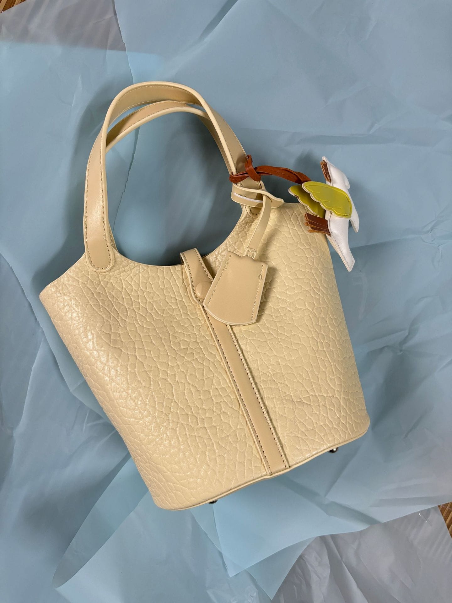 Puzzle Bucket  Light Yellow Handbag
