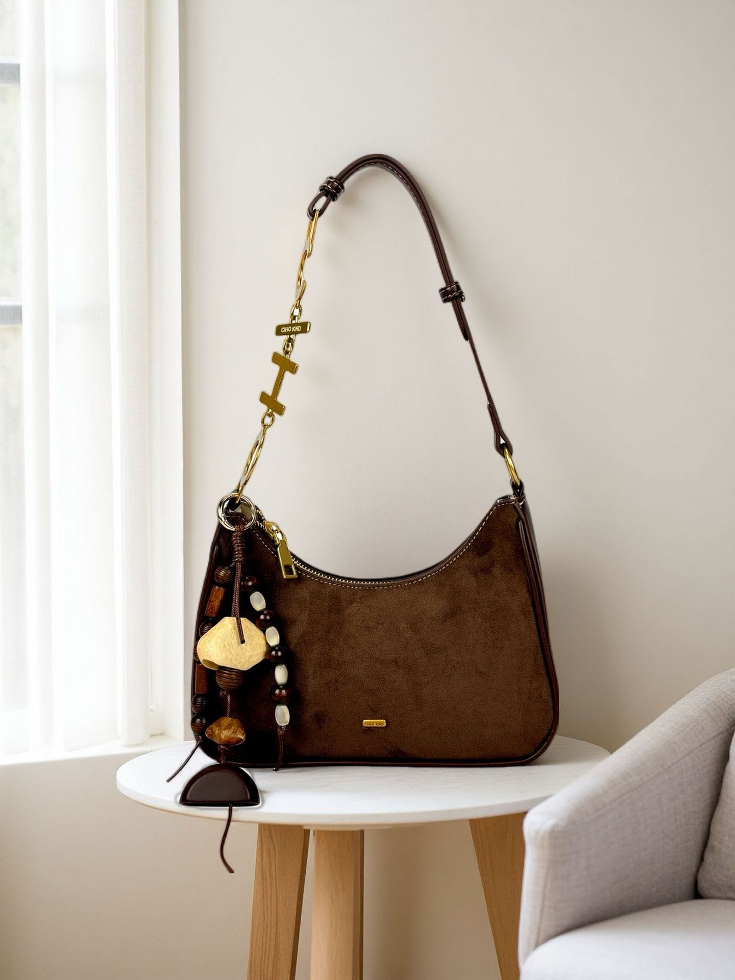 Chain Velvet Matte Soft Leather  Shoulder Bag