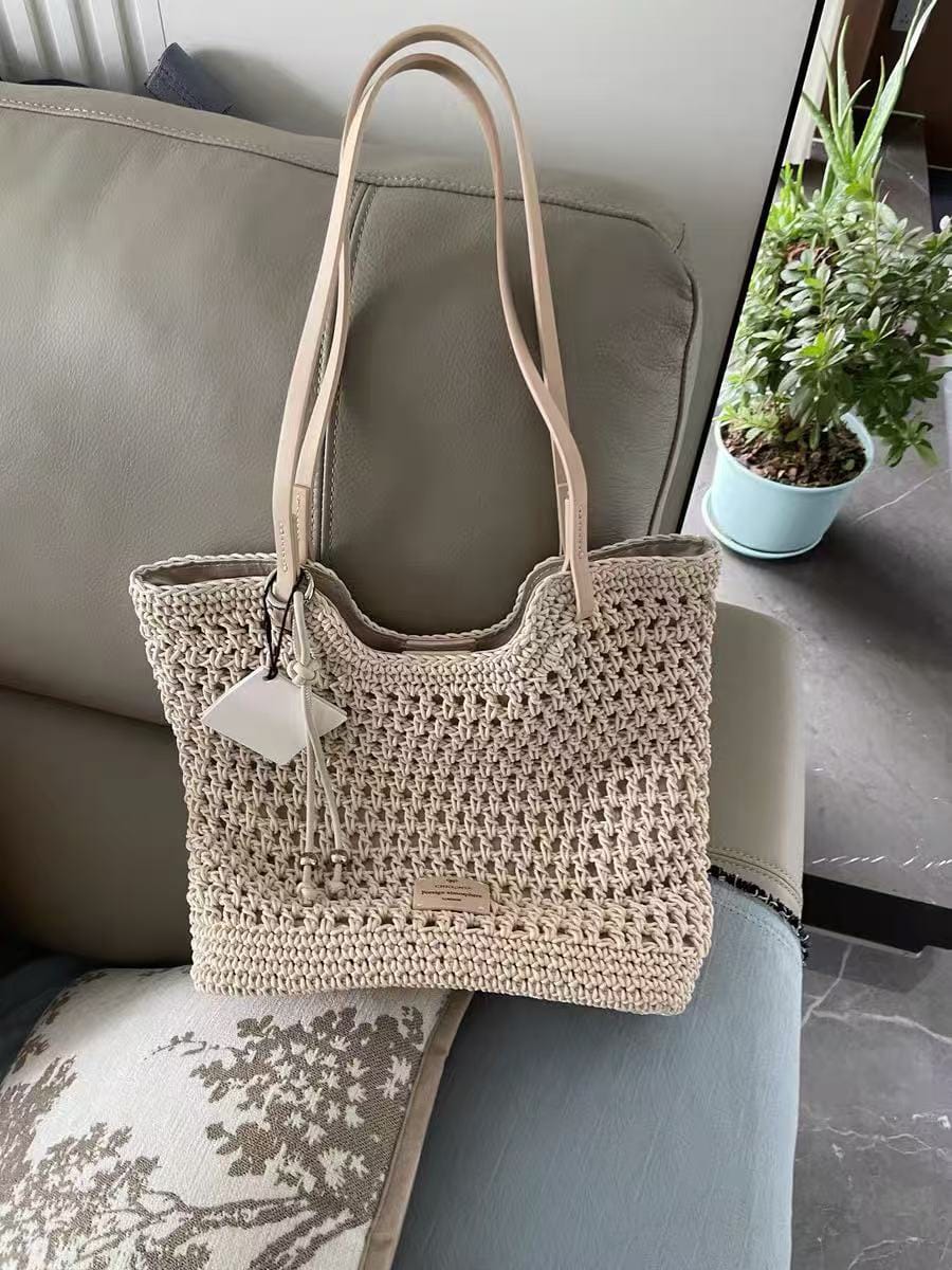 High-end handmade woven amber rope bag