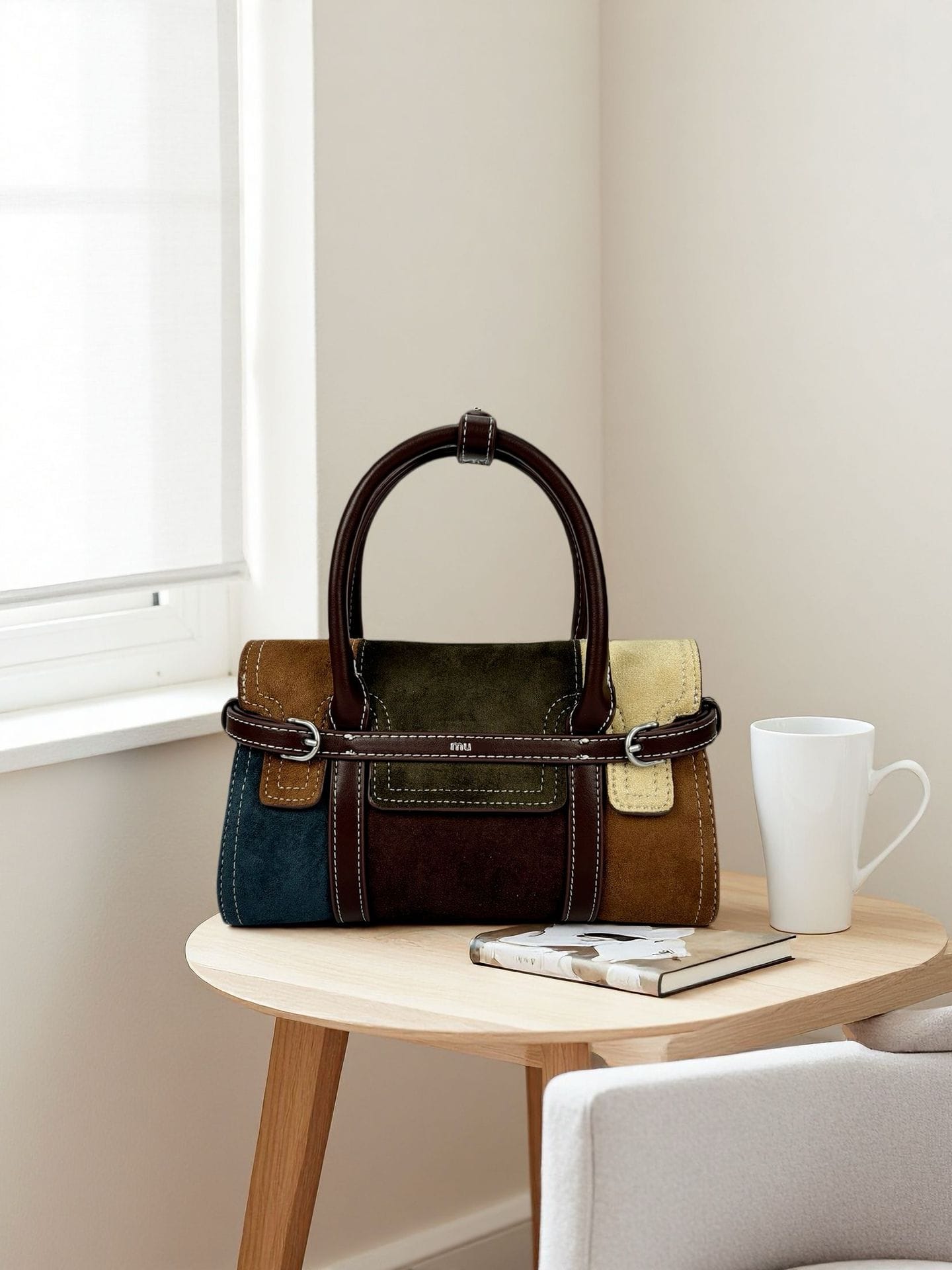 New Color Block Tote Square Bag